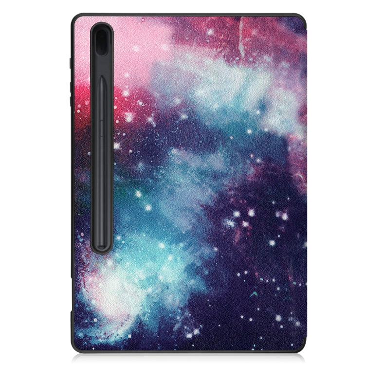 Custer Painted TPU Smart Tablet Leather Case with Sleep / Wake-up Function & 3-Fold Holder & Pen Slot, For Samsung Galaxy Tab S7 Lite T730
