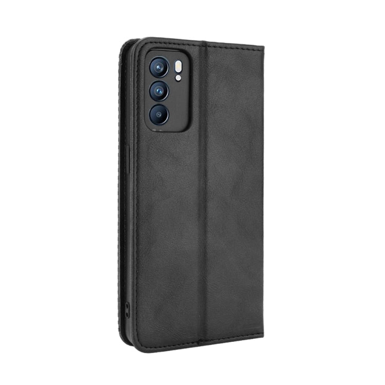 Magnetic Buckle Retro Crazy Horse Texture Horizontal Flip Leather Case with Holder & Card Slots & Photo Frame, Compatible with OPPO Reno6 5G