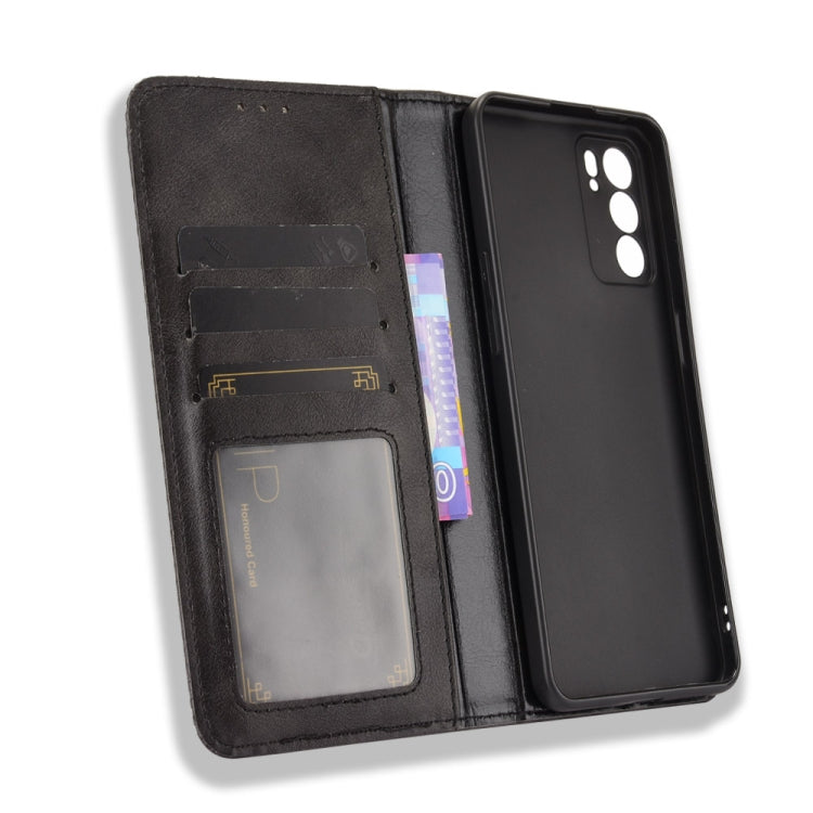Magnetic Buckle Retro Crazy Horse Texture Horizontal Flip Leather Case with Holder & Card Slots & Photo Frame, Compatible with OPPO Reno6 5G