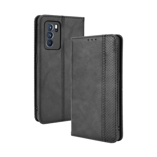 Magnetic Buckle Retro Crazy Horse Texture Horizontal Flip Leather Case with Holder & Card Slots & Photo Frame, Compatible with OPPO Reno6 Pro 5G