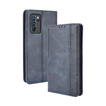 Magnetic Buckle Retro Crazy Horse Texture Horizontal Flip Leather Case with Holder & Card Slots & Photo Frame, Compatible with OPPO Reno6 Pro 5G