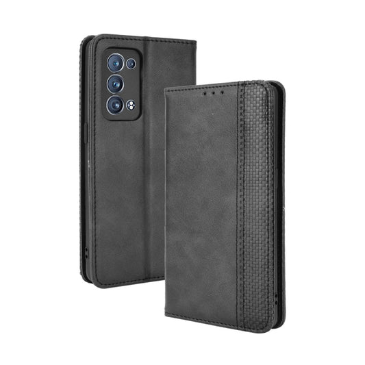 Magnetic Buckle Retro Crazy Horse Texture Horizontal Flip Leather Case with Holder & Card Slots & Photo Frame, Compatible with OPPO Reno6 Pro+ 5G
