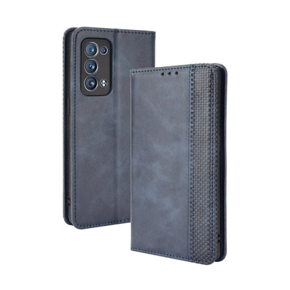Magnetic Buckle Retro Crazy Horse Texture Horizontal Flip Leather Case with Holder & Card Slots & Photo Frame, Compatible with OPPO Reno6 Pro+ 5G