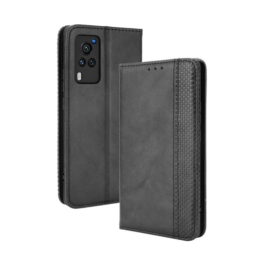 Magnetic Buckle Retro Crazy Horse Texture Horizontal Flip Leather Case with Holder & Card Slots & Photo Frame, Compatible with vivo X60 Pro / X60 5G Curved Surface