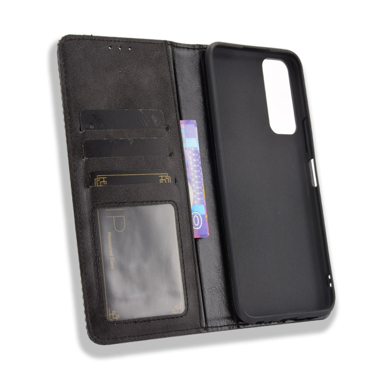 Magnetic Buckle Retro Crazy Horse Texture Horizontal Flip Leather Case with Holder & Card Slots & Photo Frame, Compatible with vivo Y72 5G / iQOO Z3 5G