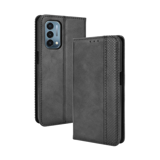 Magnetic Buckle Retro Crazy Horse Texture Horizontal Flip Leather Case with Holder & Card Slots & Photo Frame, Compatible with OnePlus Nord N200 5G