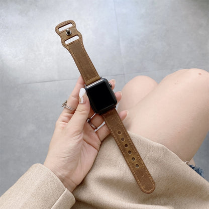 8-shape Buckle Retro Leather Replacement Strap Watchband Compatible with Apple Watch Series, 7 45mm / 6 & SE & 5 & 4 44mm / 3 & 2 & 1 42mm