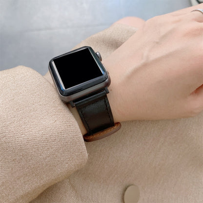 8-shape Buckle Retro Leather Replacement Strap Watchband Compatible with Apple Watch Series, 7 45mm / 6 & SE & 5 & 4 44mm / 3 & 2 & 1 42mm