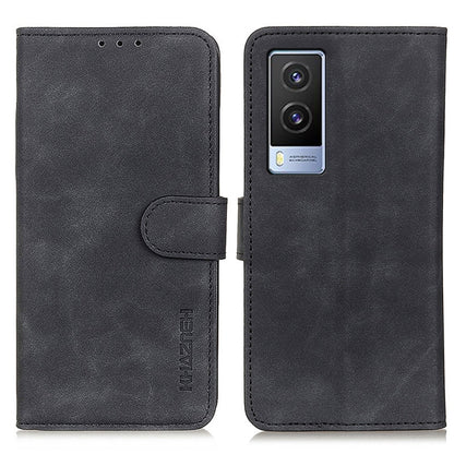 KHAZNEH Retro Texture PU + TPU Horizontal Flip Leather Case with Holder & Card Slots & Wallet, Compatible with vivo V21e 5G