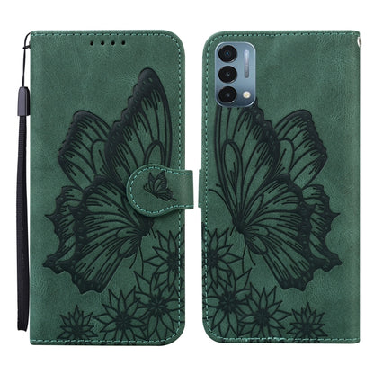 Retro Skin Feel Butterflies Embossing Horizontal Flip Leather Case with Holder & Card Slots & Wallet, Compatible with OnePlus Nord N200