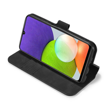 DG.MING Retro Oil Side Horizontal Flip Leather Case with Holder & Card Slots & Wallet, Compatible with Samsung Galaxy A22 4G