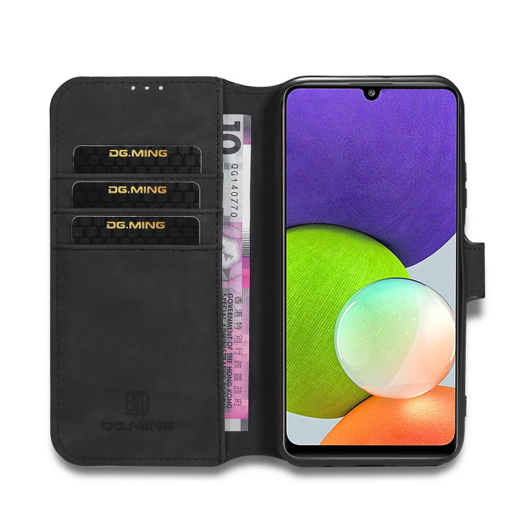 DG.MING Retro Oil Side Horizontal Flip Leather Case with Holder & Card Slots & Wallet, Compatible with Samsung Galaxy A22 4G