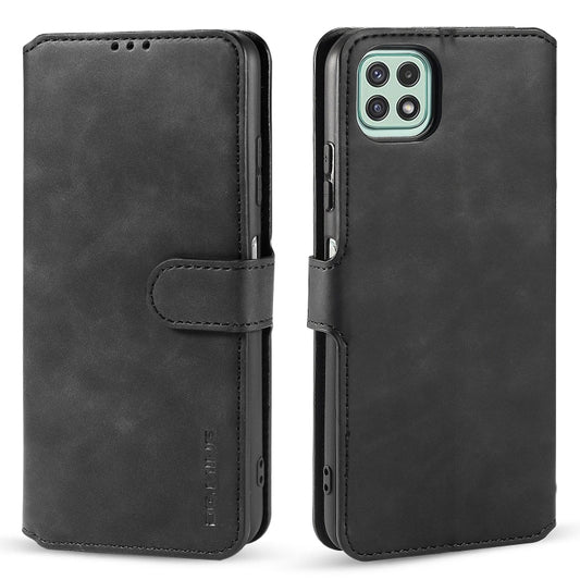 DG.MING Retro Oil Side Horizontal Flip Leather Case with Holder & Card Slots & Wallet, Compatible with Samsung Galaxy A22 5G