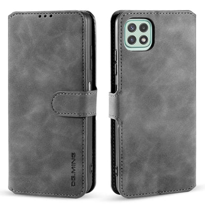 DG.MING Retro Oil Side Horizontal Flip Leather Case with Holder & Card Slots & Wallet, Compatible with Samsung Galaxy A22 5G