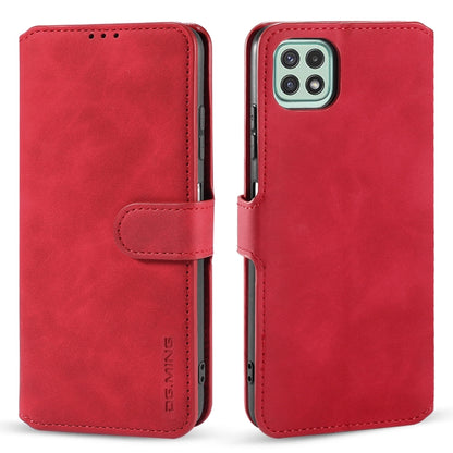 DG.MING Retro Oil Side Horizontal Flip Leather Case with Holder & Card Slots & Wallet, Compatible with Samsung Galaxy A22 5G