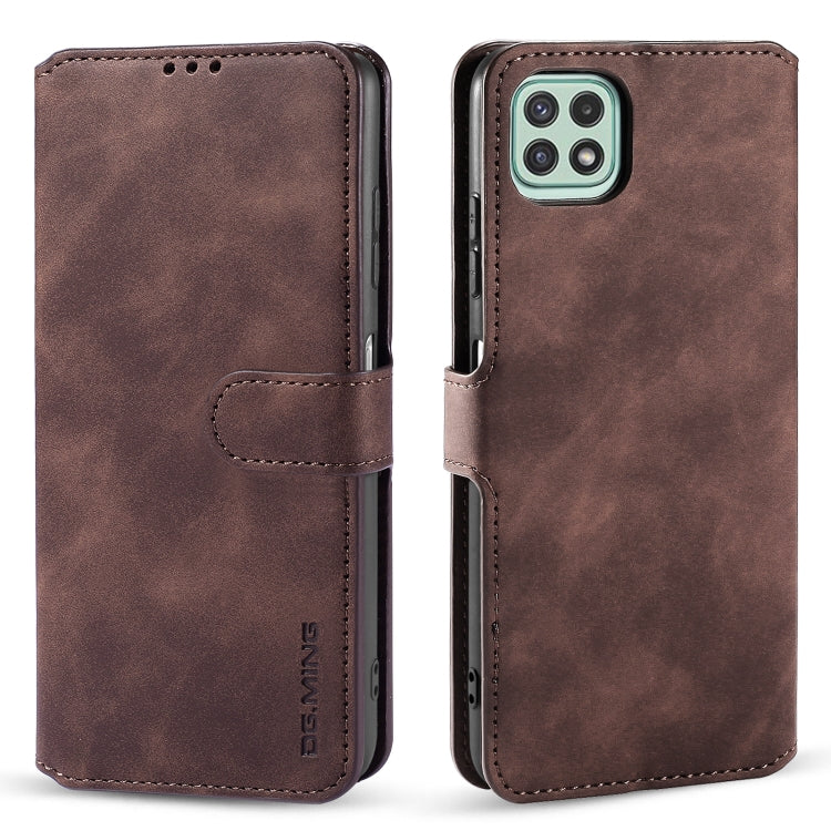 DG.MING Retro Oil Side Horizontal Flip Leather Case with Holder & Card Slots & Wallet, Compatible with Samsung Galaxy A22 5G