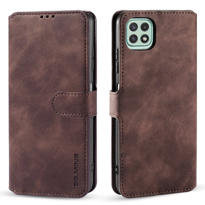 DG.MING Retro Oil Side Horizontal Flip Leather Case with Holder & Card Slots & Wallet, Compatible with Samsung Galaxy A22 5G