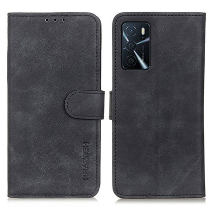 KHAZNEH Retro Texture PU + TPU Horizontal Flip Leather Case with Holder & Card Slots & Wallet, Compatible with OPPO A16
