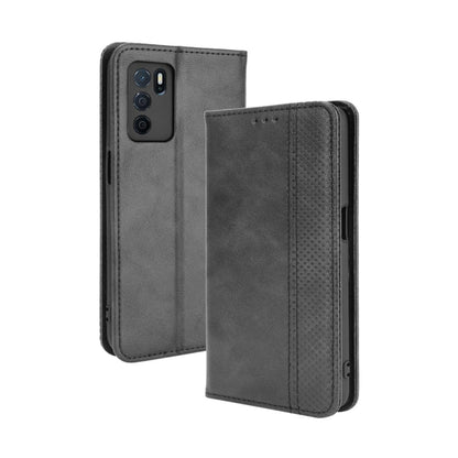 Magnetic Buckle Retro Crazy Horse Texture Horizontal Flip Leather Case with Holder & Card Slots & Photo Frame, Compatible with OPPO A16