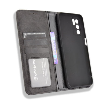 Magnetic Buckle Retro Crazy Horse Texture Horizontal Flip Leather Case with Holder & Card Slots & Photo Frame, Compatible with OPPO A16