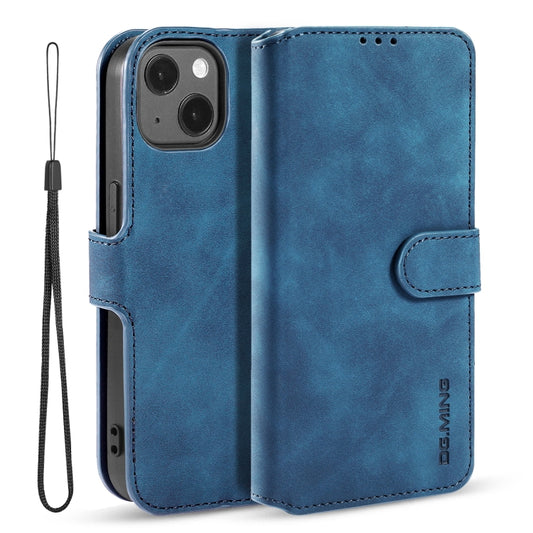 DG.MING Retro Oil Side Horizontal Flip Leather Case with Holder & Card Slots & Wallet, Compatible with iPhone 13 mini