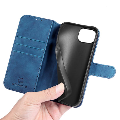 DG.MING Retro Oil Side Horizontal Flip Leather Case with Holder & Card Slots & Wallet, Compatible with iPhone 13 mini