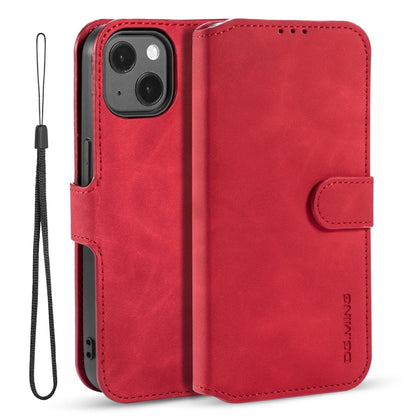 DG.MING Retro Oil Side Horizontal Flip Leather Case with Holder & Card Slots & Wallet, Compatible with iPhone 13