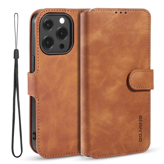 DG.MING Retro Oil Side Horizontal Flip Leather Case with Holder & Card Slots & Wallet, Compatible with iPhone 13 Pro Max