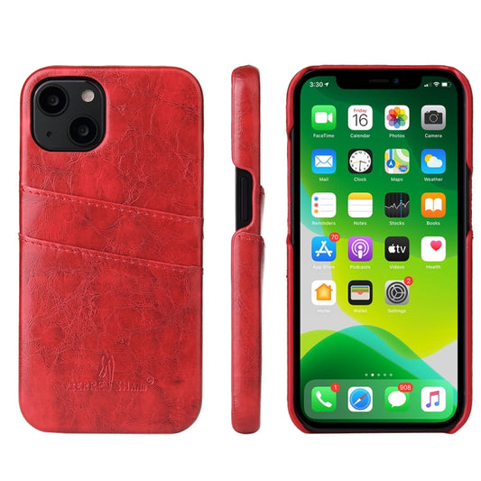 Fierre Shann Retro Oil Wax Texture PU Leather Case with Card Slots, Compatible with iPhone 13