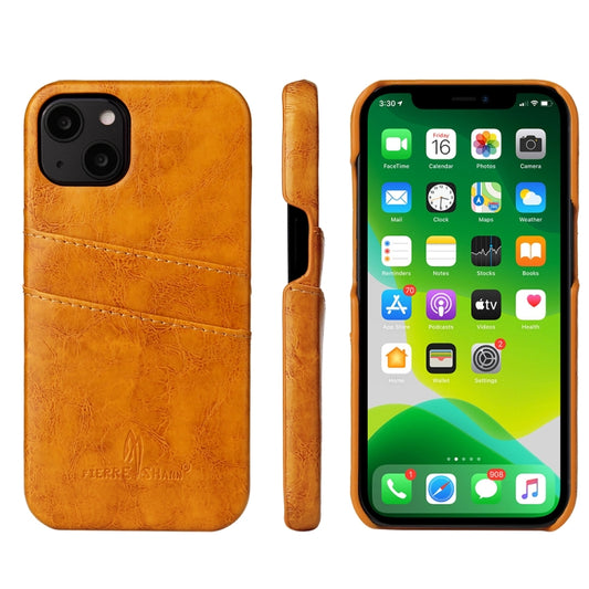Fierre Shann Retro Oil Wax Texture PU Leather Case with Card Slots, Compatible with iPhone 13 Pro