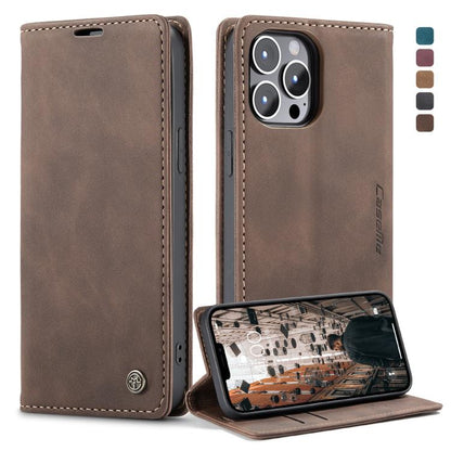 CaseMe-013 Multifunctional Retro Frosted Horizontal Flip Leather Case with Card Slot & Holder & Wallet, Compatible with iPhone 13 Pro
