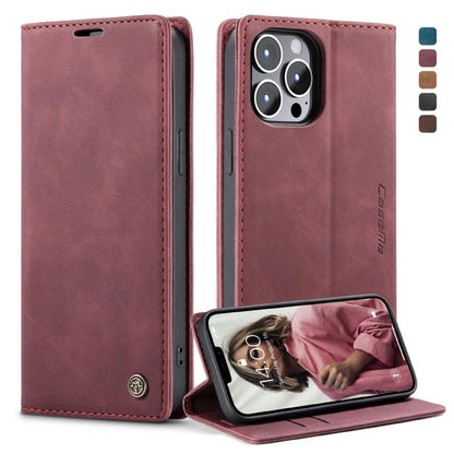 CaseMe-013 Multifunctional Retro Frosted Horizontal Flip Leather Case with Card Slot & Holder & Wallet, Compatible with iPhone 13 Pro