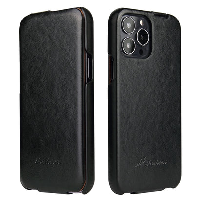 Fierre Shann Retro Oil Wax Texture Vertical Flip PU Leather Case
