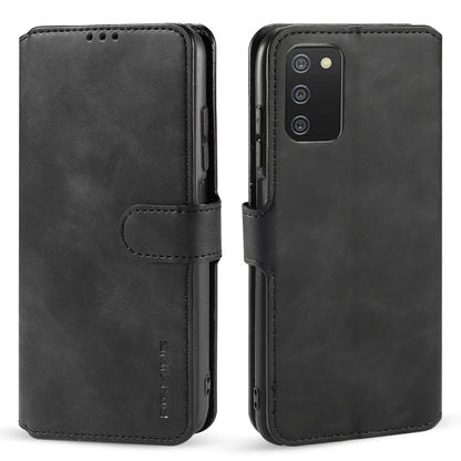DG.MING Retro Oil Side Horizontal Flip Leather Case with Holder & Card Slots & Wallet, Compatible with Samsung Galaxy A03s 166mm