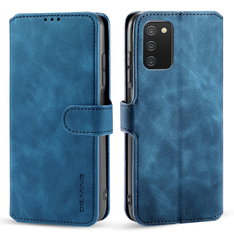 DG.MING Retro Oil Side Horizontal Flip Leather Case with Holder & Card Slots & Wallet, Compatible with Samsung Galaxy A03s 166mm