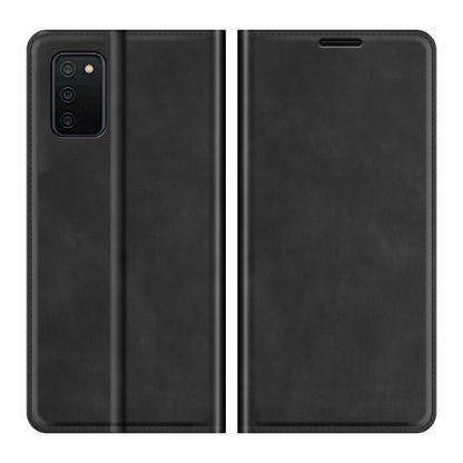 Retro-skin Magnetic Suction Leather Case with Holder & Card Slots & Wallet, Compatible with Galaxy A03s 166mm