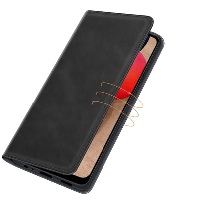 Retro-skin Magnetic Suction Leather Case with Holder & Card Slots & Wallet, Compatible with Galaxy A03s 166mm