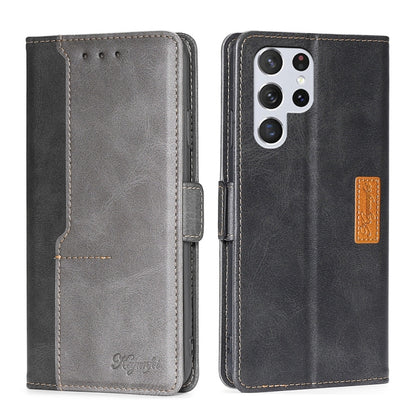 Retro Texture Contrast Color Side Buckle Horizontal Flip Leather Case with Holder & Card Slots & Wallet