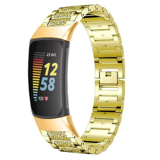Diamond Stainless Steel Replacement Strap Watchband, Compatible with Fitbit Charge 5