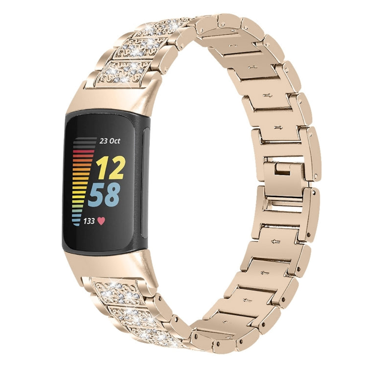 Diamond Stainless Steel Replacement Strap Watchband, Compatible with Fitbit Charge 5