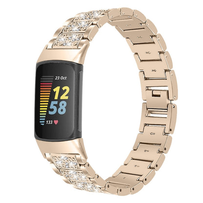 Diamond Stainless Steel Replacement Strap Watchband, Compatible with Fitbit Charge 5