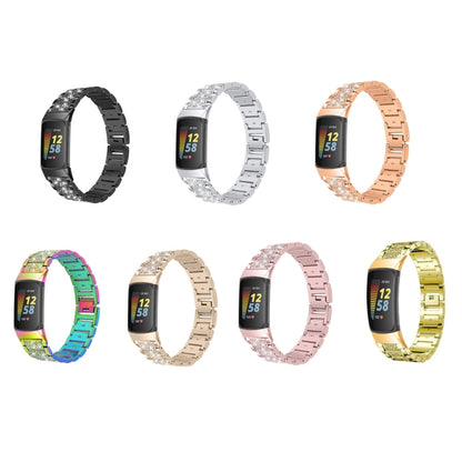Diamond Stainless Steel Replacement Strap Watchband, Compatible with Fitbit Charge 5