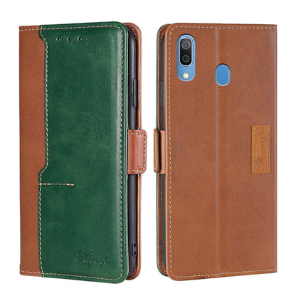 Retro Texture Contrast Color Buckle Horizontal Flip Leather Case with Holder