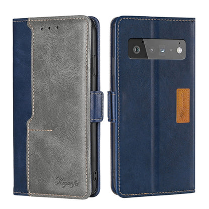 Retro Texture Contrast Color Buckle Horizontal Flip Leather Phone Case with Holder, Compatible with Google Pixel 6 Pro