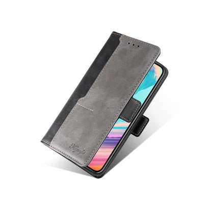 Retro Texture Contrast Color Buckle Horizontal Flip Leather Phone Case with Holder, Compatible with Google Pixel 5a 5G