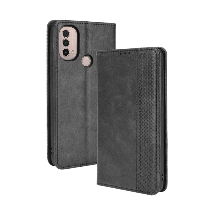 Magnetic Buckle Retro Crazy Horse Texture Horizontal Flip Phone Leather Case with Holder & Card Slots & Photo Frame, Compatible with Motorola Moto E40 / E30 / E20