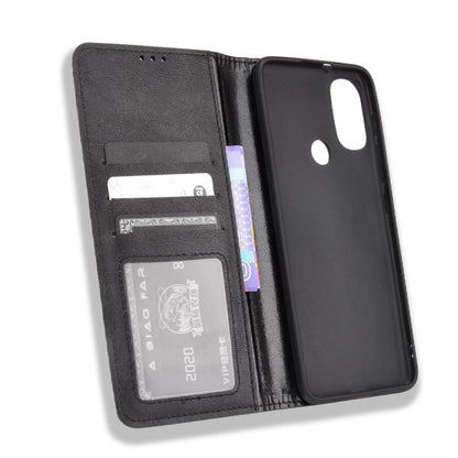 Magnetic Buckle Retro Crazy Horse Texture Horizontal Flip Phone Leather Case with Holder & Card Slots & Photo Frame, Compatible with Motorola Moto E40 / E30 / E20