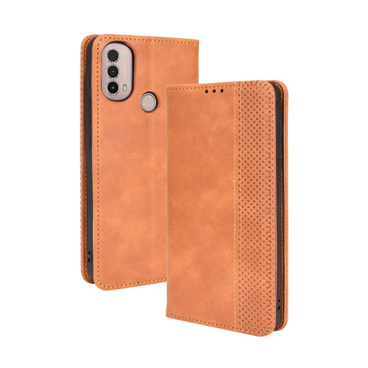 Magnetic Buckle Retro Crazy Horse Texture Horizontal Flip Phone Leather Case with Holder & Card Slots & Photo Frame, Compatible with Motorola Moto E40 / E30 / E20