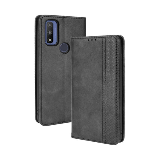 Magnetic Buckle Retro Crazy Horse Texture Horizontal Flip Phone Leather Case with Holder & Card Slots & Photo Frame, Compatible with Motorola G Pure
