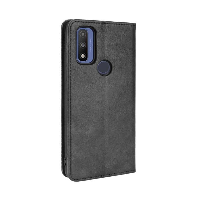 Magnetic Buckle Retro Crazy Horse Texture Horizontal Flip Phone Leather Case with Holder & Card Slots & Photo Frame, Compatible with Motorola G Pure